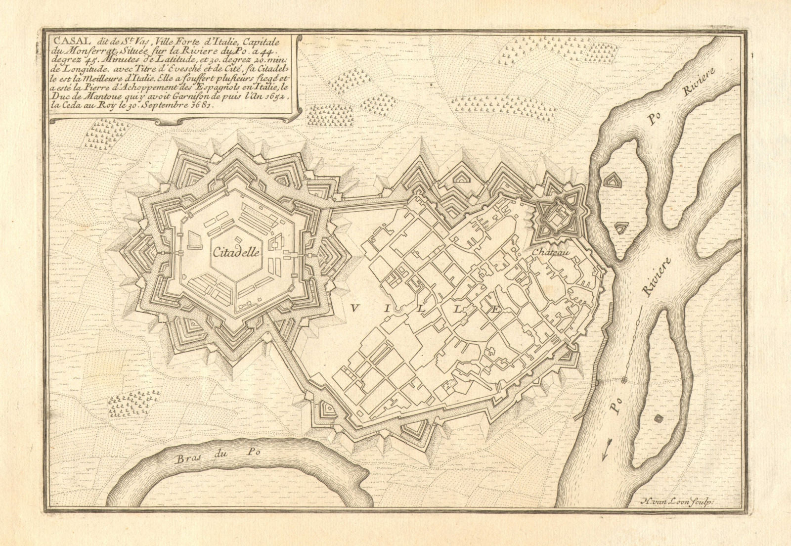 'Casal'. Casale Monferrato. Fortifed town/city plan. Italy. DE FER 1705 map